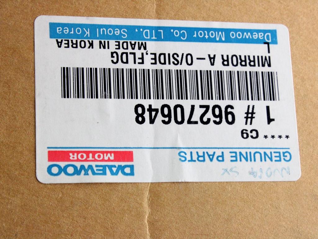 96270648 SPECCHIETTO RETROVISORE ESTERNO SINISTRO CONNETTORE 5 PIN DAEWOO NUBIRA 1.6 B 16 V 78 KW RICAMBIO NUOVO CALOTTA DA VERNICIARE